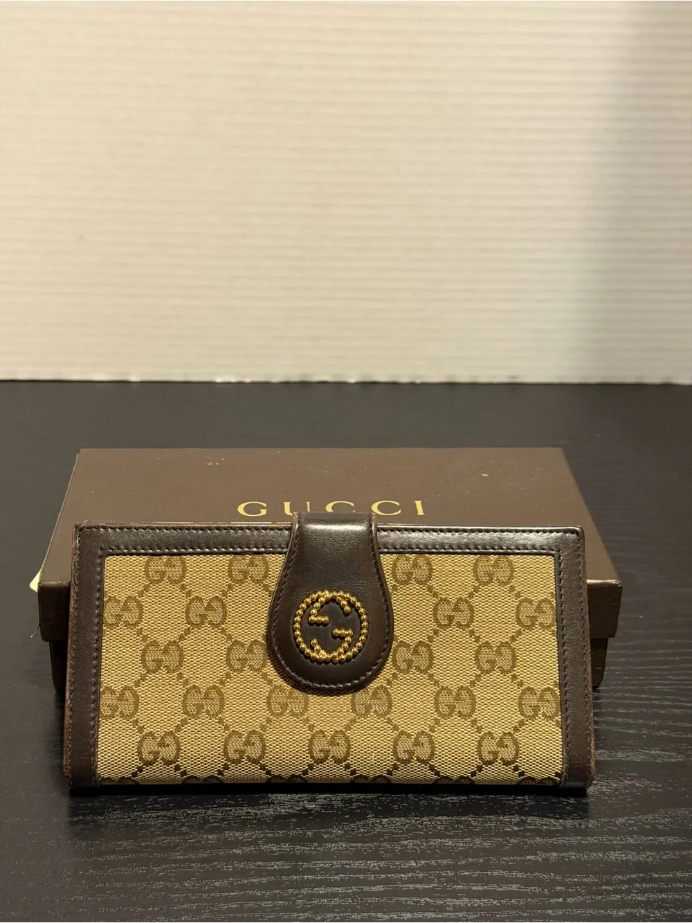 Gucci Beige & Brown GG Canvas Continental Wallet